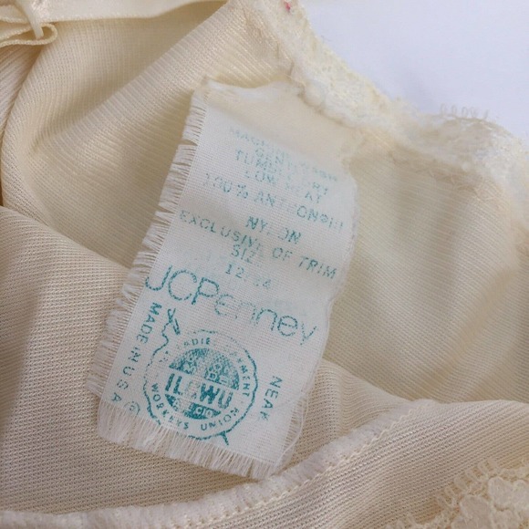 Vintage Union Made JC Penny Mid Length Slip Dress Size 12/14 Small Womens Cream - Picture 3 of 6